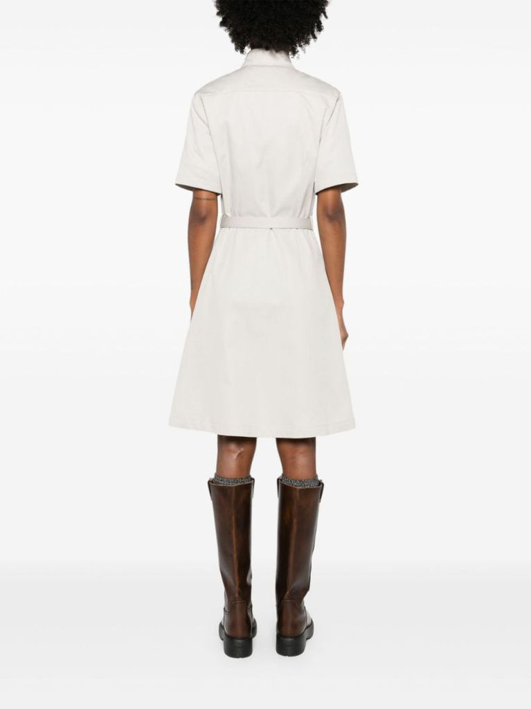White Belted Cotton Shirt Dress