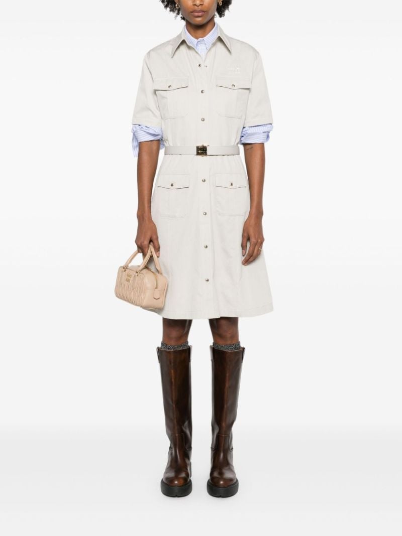 White Belted Cotton Shirt Dress