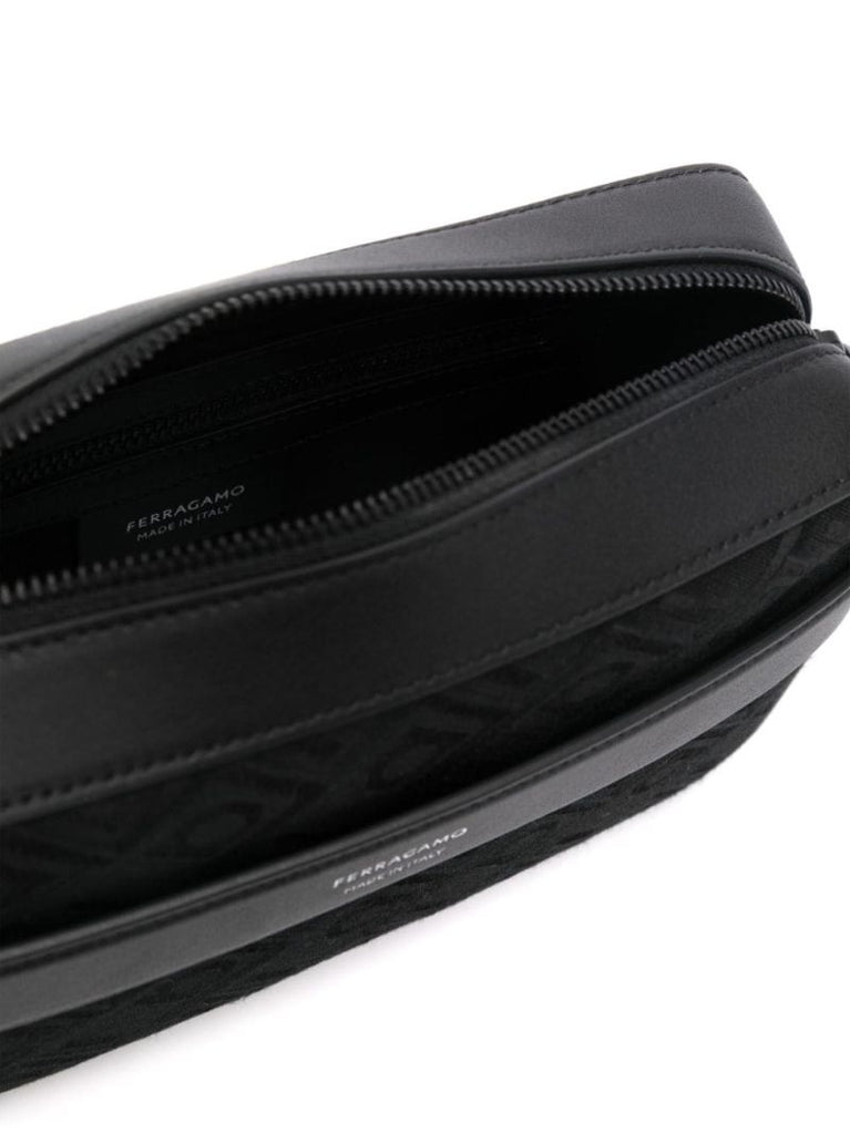 Black Gancini Jacquard Cross Body Bag