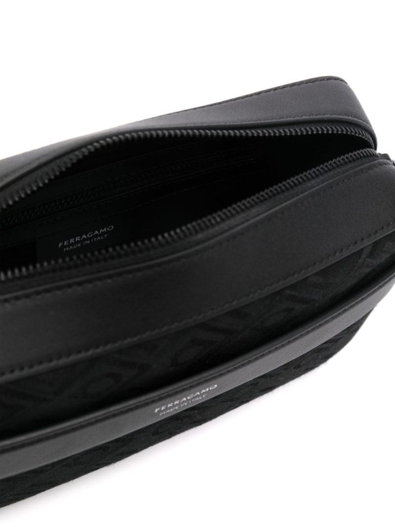 Black Gancini Jacquard Cross Body Bag