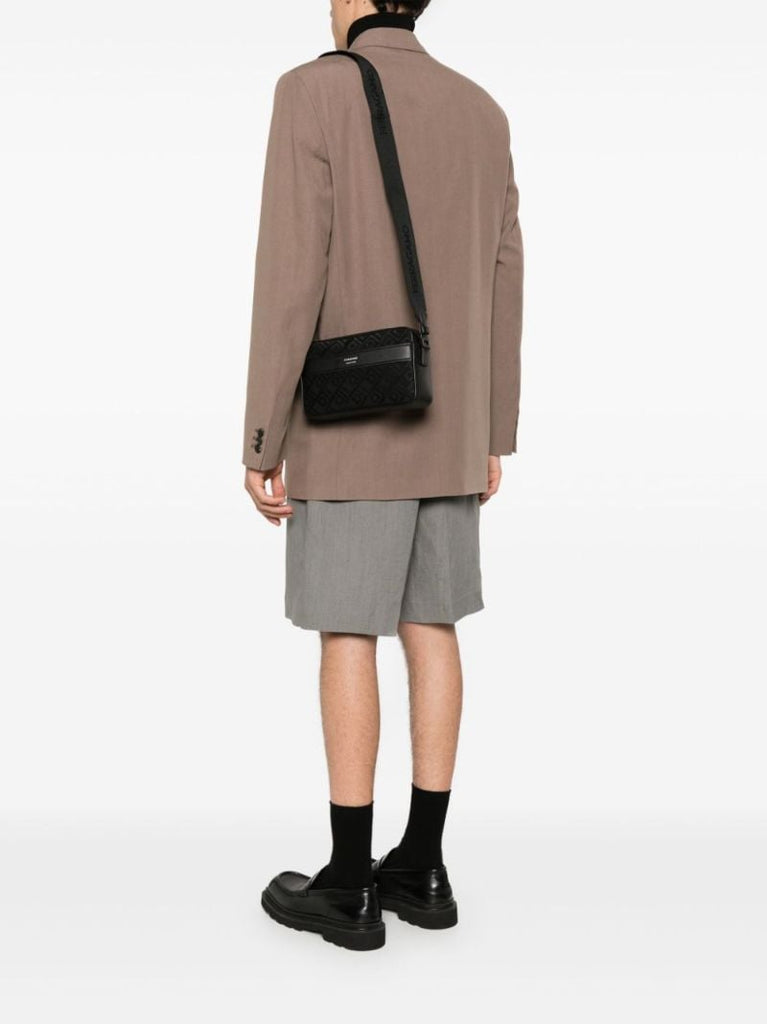 Black Gancini Jacquard Cross Body Bag
