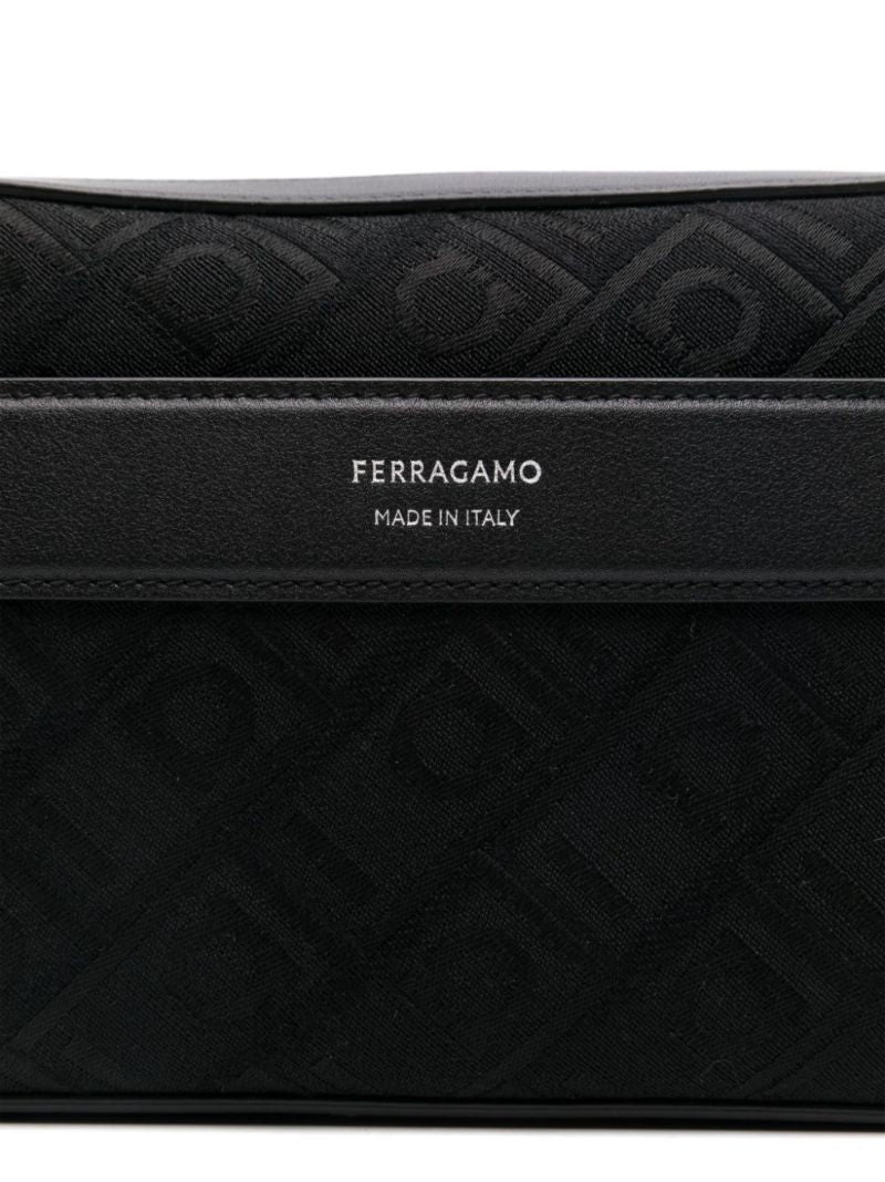 Black Gancini Jacquard Cross Body Bag