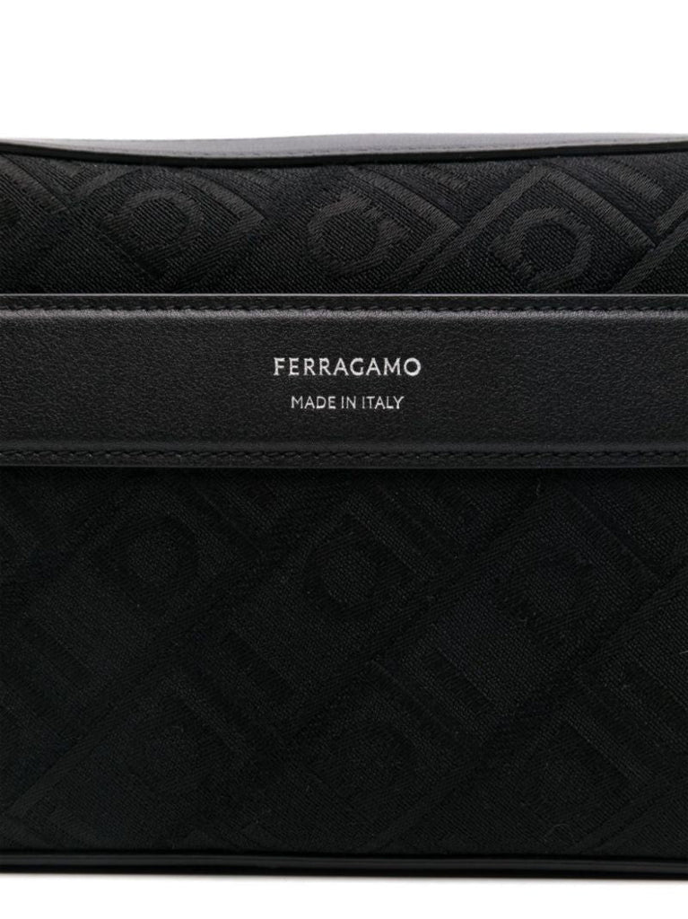 Black Gancini Jacquard Cross Body Bag