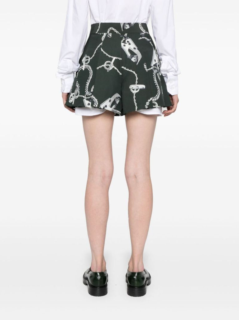 Green Knight Hardware Taffeta Shorts