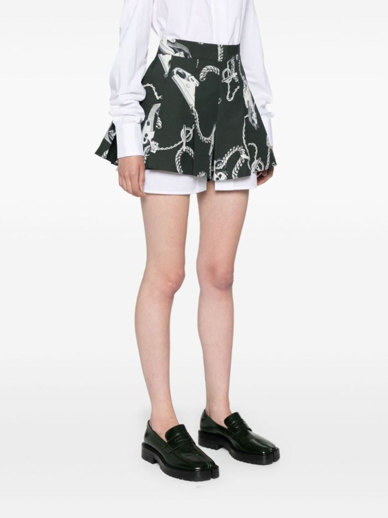 Green Knight Hardware Taffeta Shorts