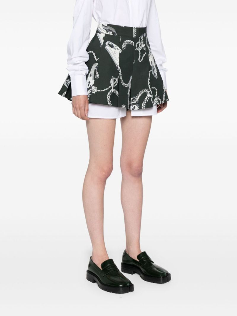 Green Knight Hardware Taffeta Shorts