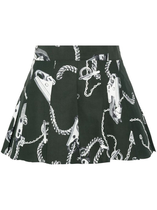 Green Knight Hardware Taffeta Shorts