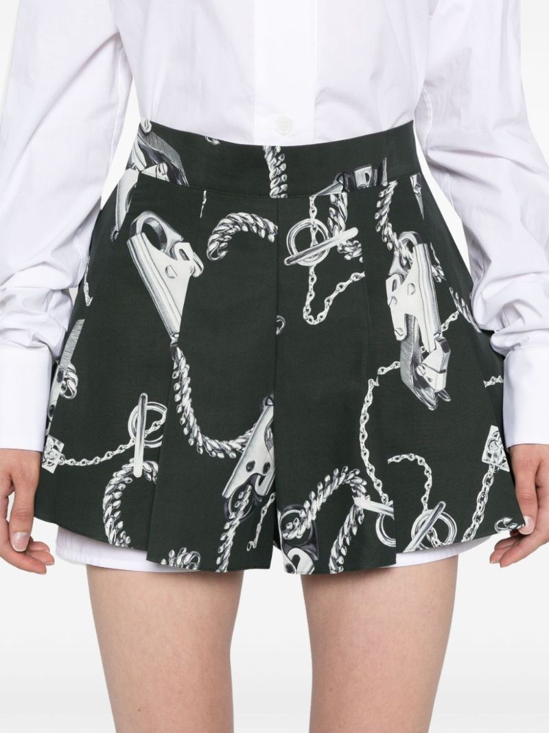 Green Knight Hardware Taffeta Shorts