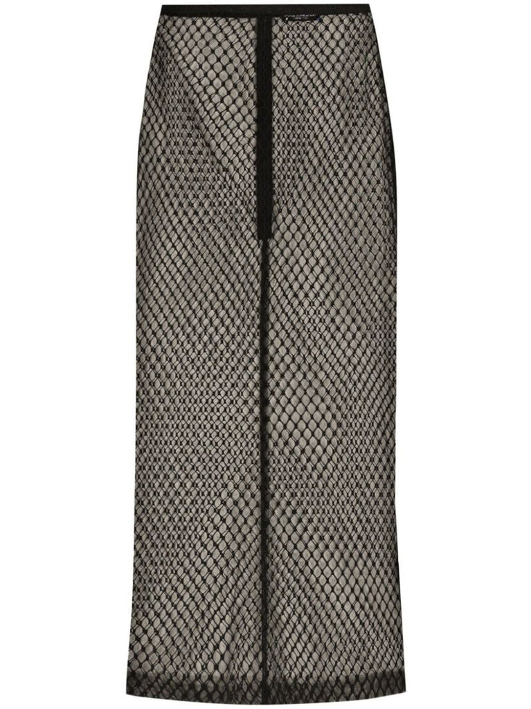 Mesh Midi Pencil Skirt