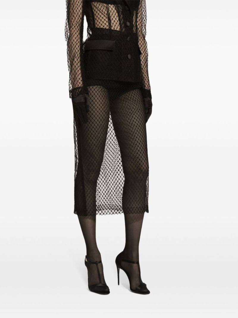 Mesh Midi Pencil Skirt