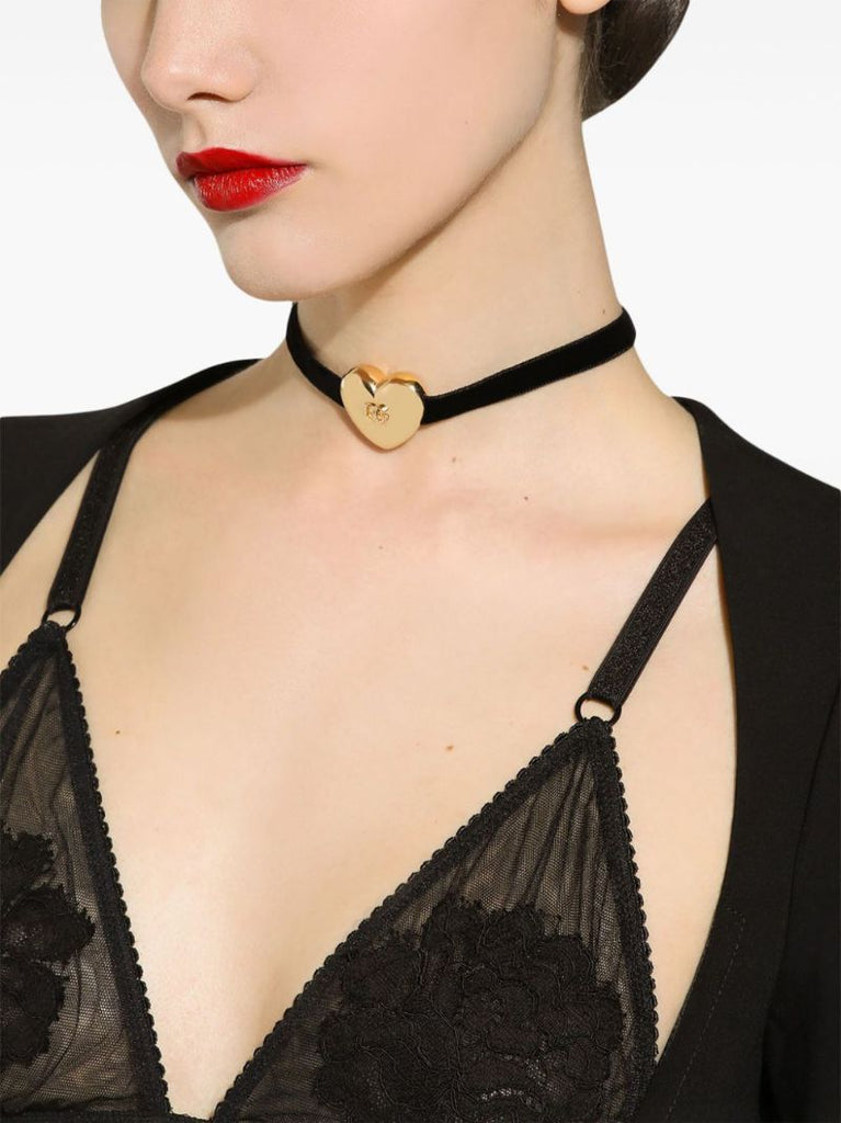 Dg Logo Velvet Necklace