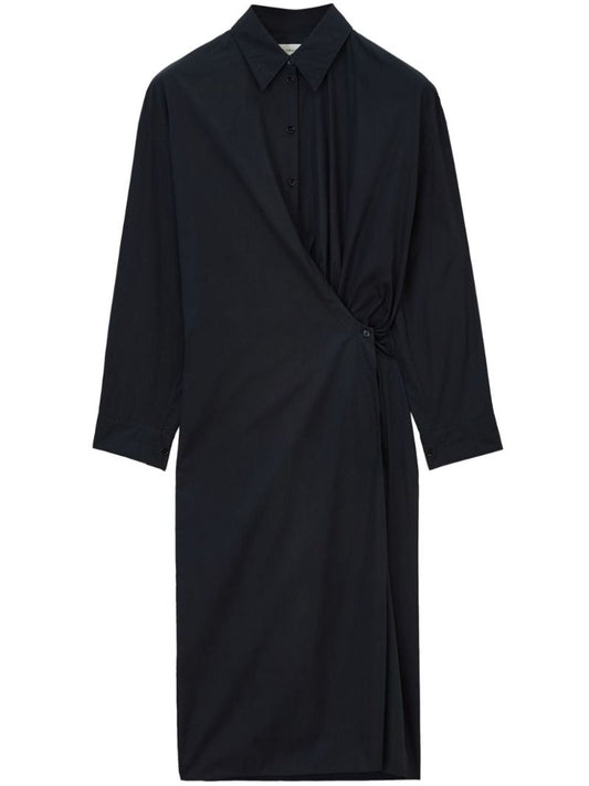 Straight-collar Twisted Dress
