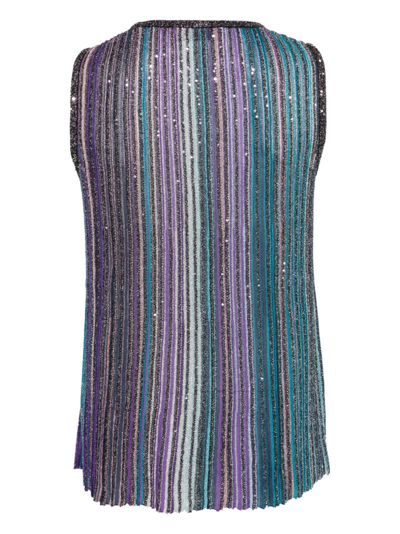 Multicolour Striped Metallic Tank Top