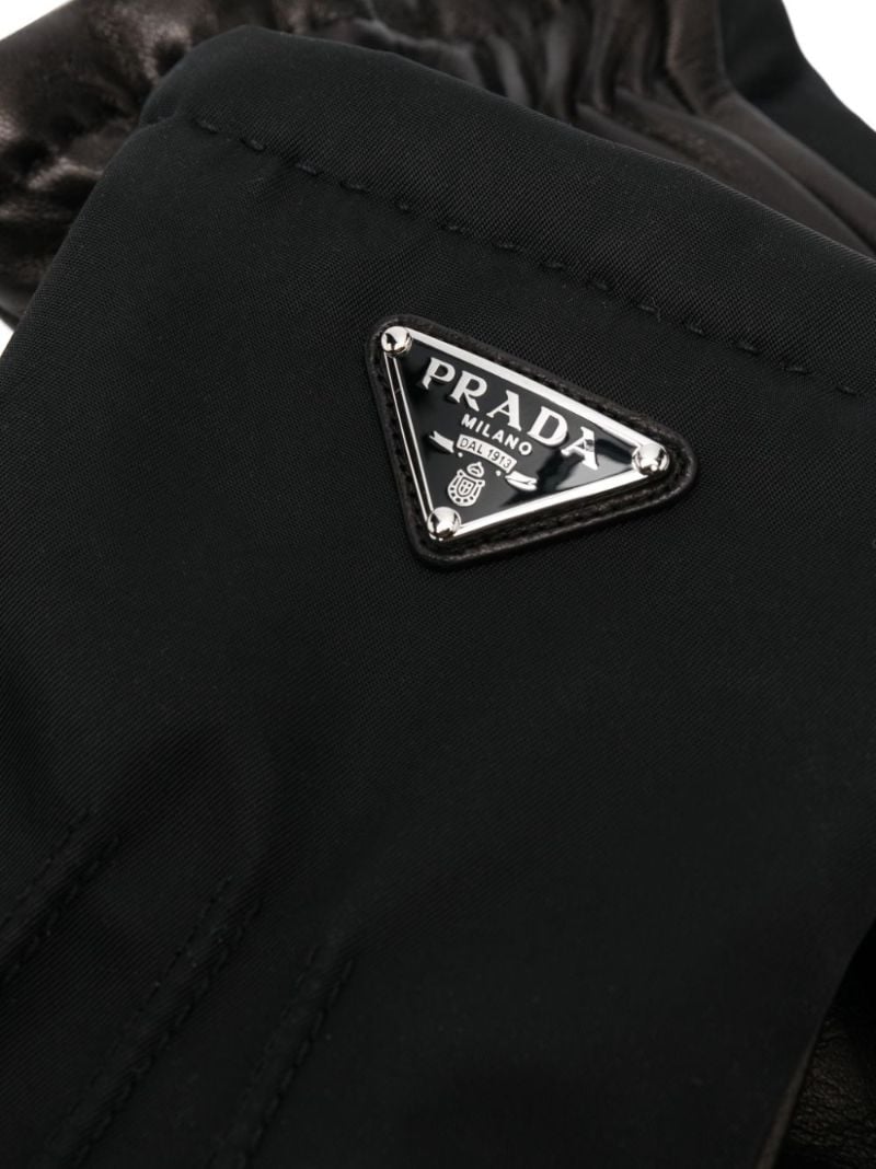 Black Triangle Logo Leather Gloves