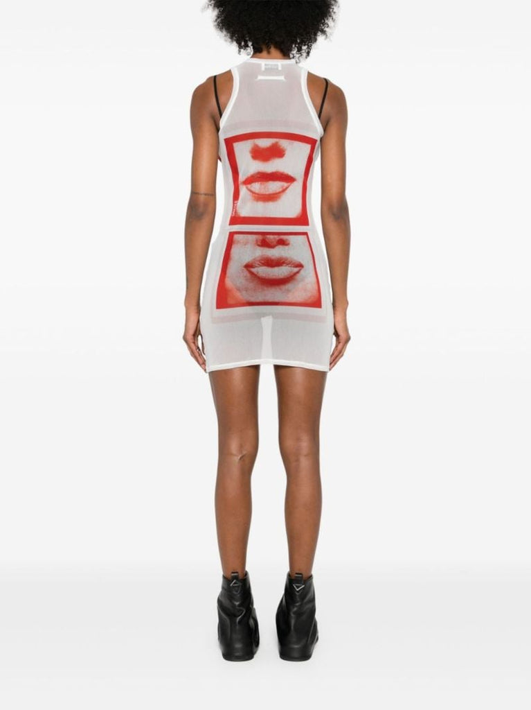 White Photo Print Mini Dress