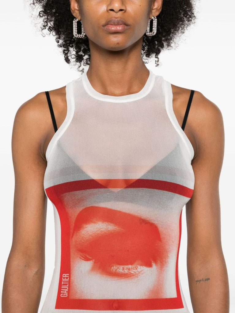 White Photo Print Mini Dress