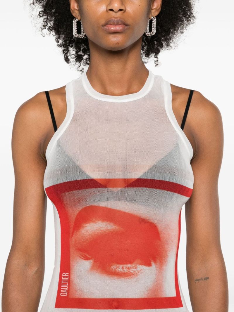 White Photo Print Mini Dress