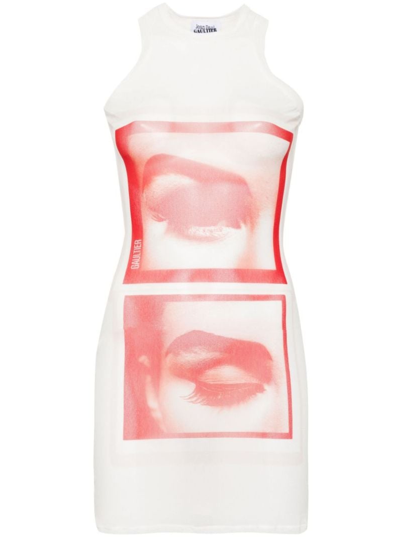 White Photo Print Mini Dress
