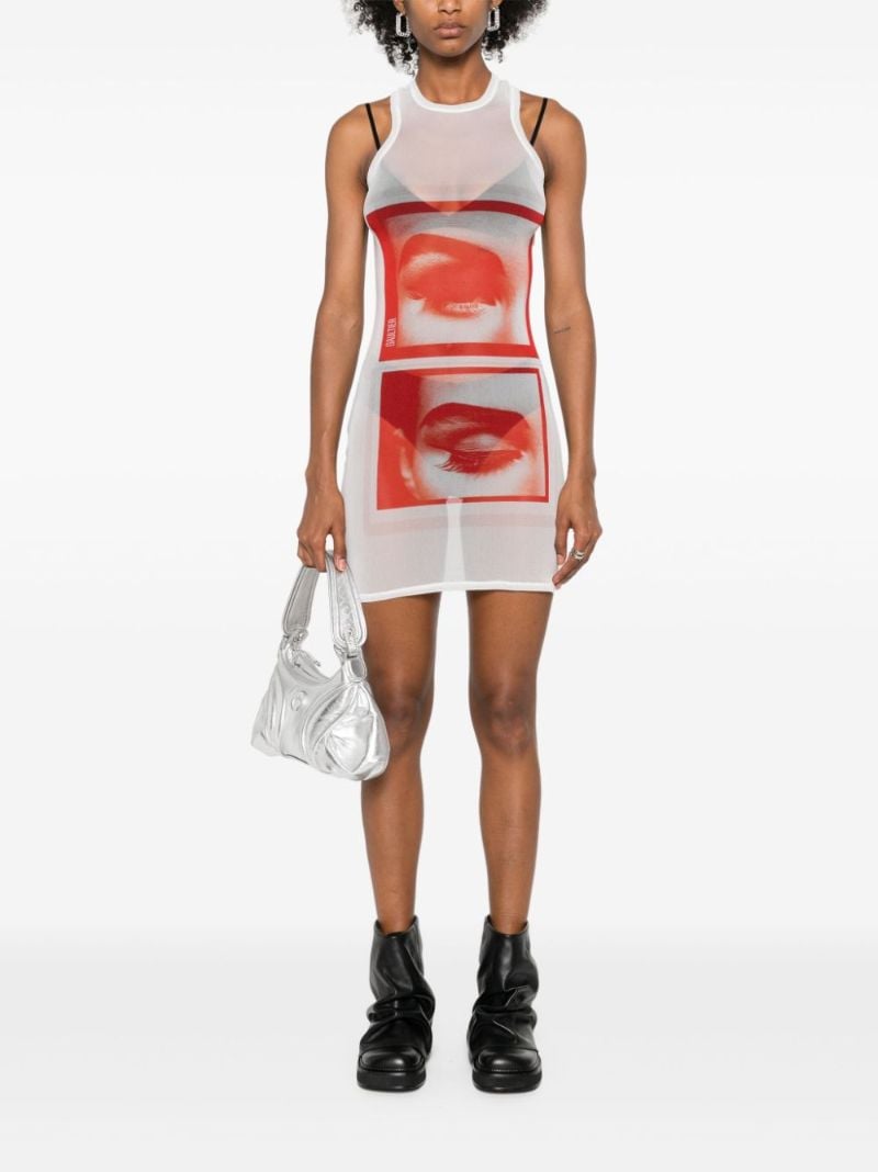 White Photo Print Mini Dress