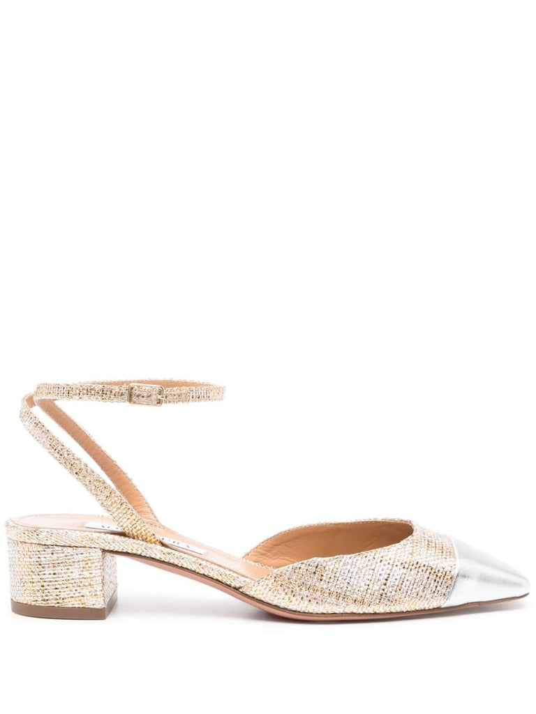 Gold-tone 35 Woven Metallic Pumps