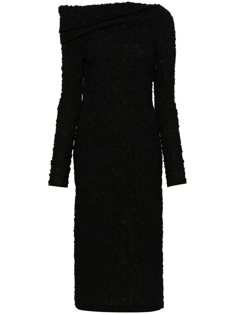 Black Floral-embroidered Dress