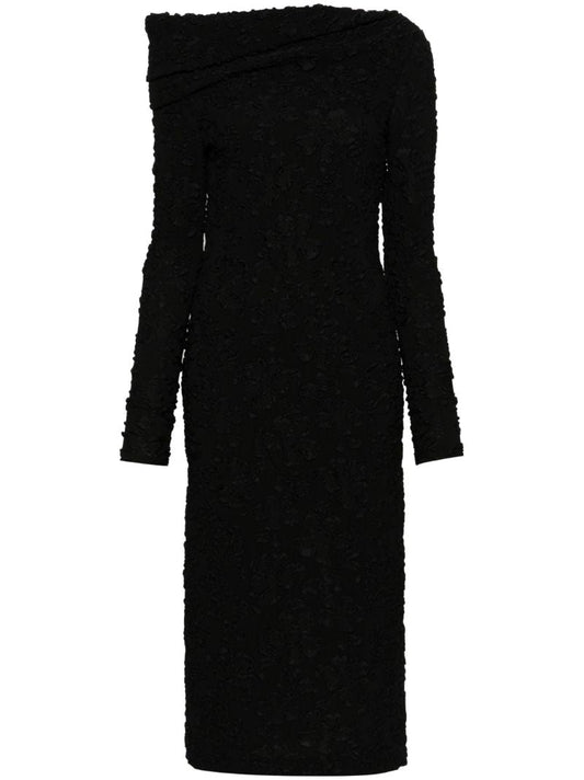 Black Floral-embroidered Dress