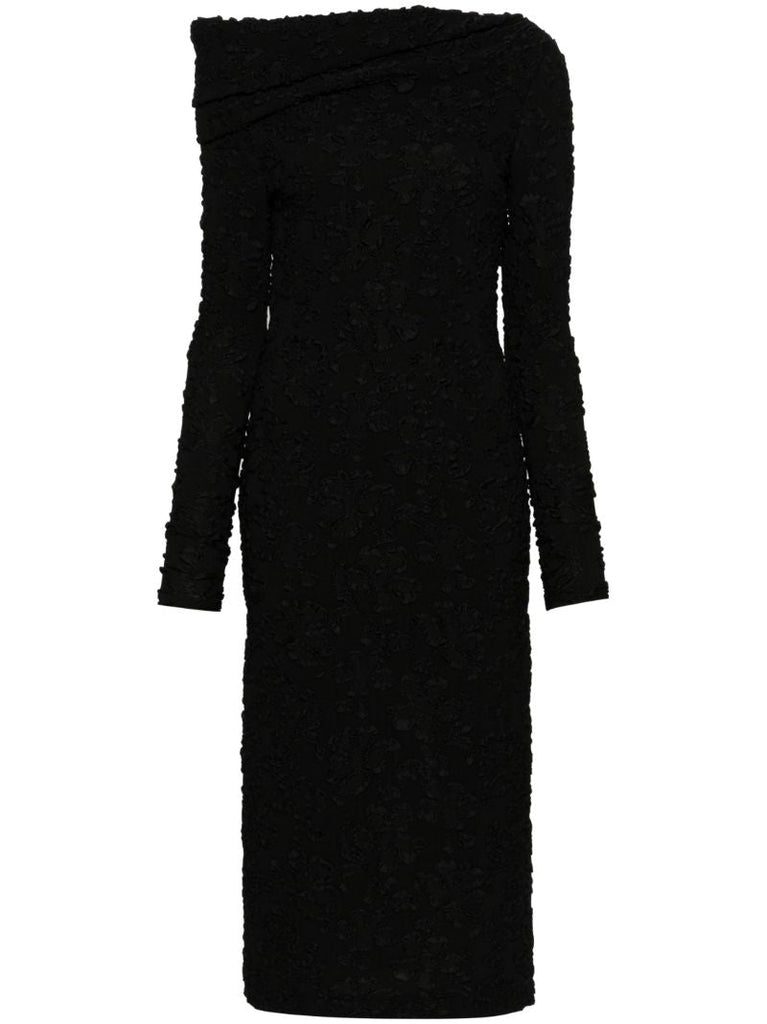 Black Floral-embroidered Dress
