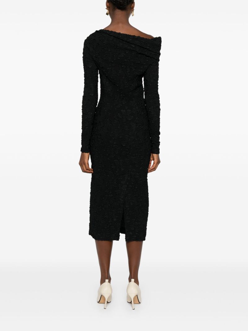 Black Floral-embroidered Dress