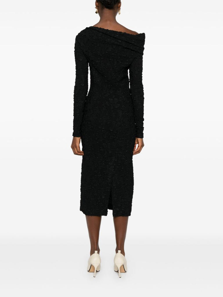 Black Floral-embroidered Dress