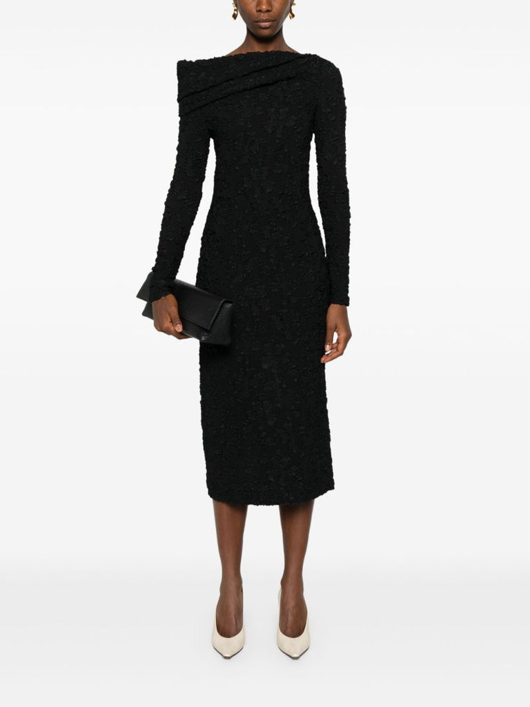 Black Floral-embroidered Dress