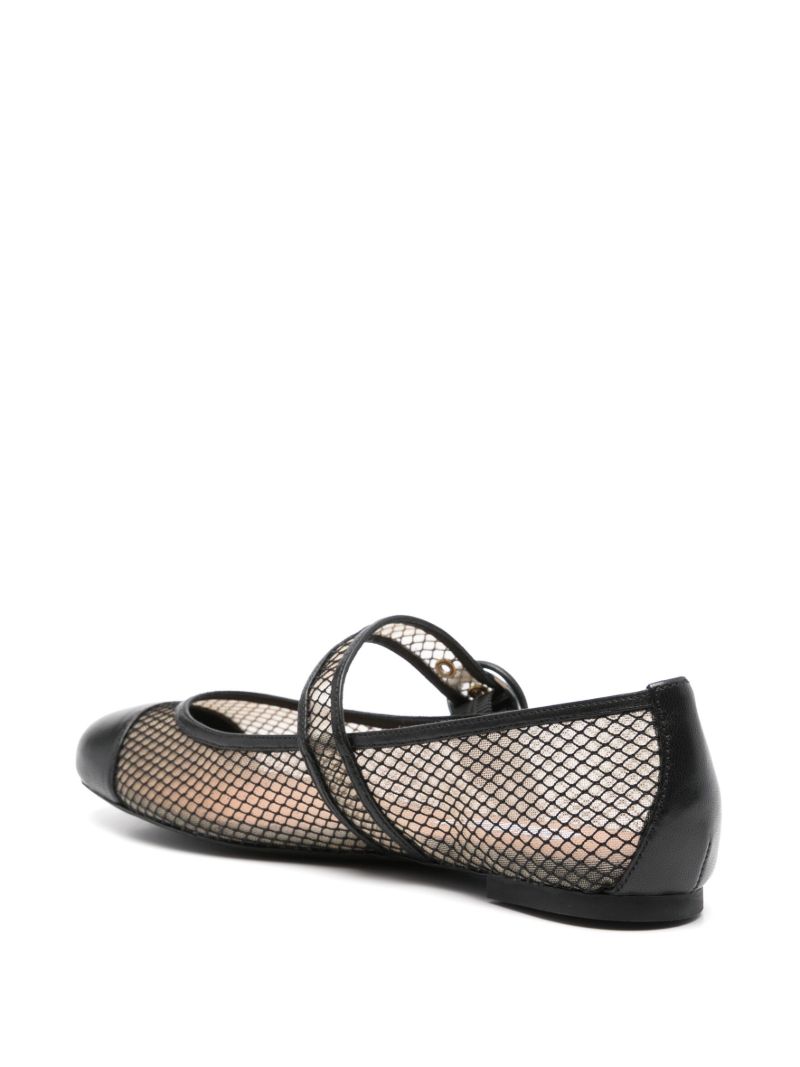 Black Mesh Leather Ballet Pumps