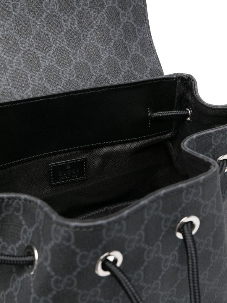 Black Gg Supreme Canvas Backpack