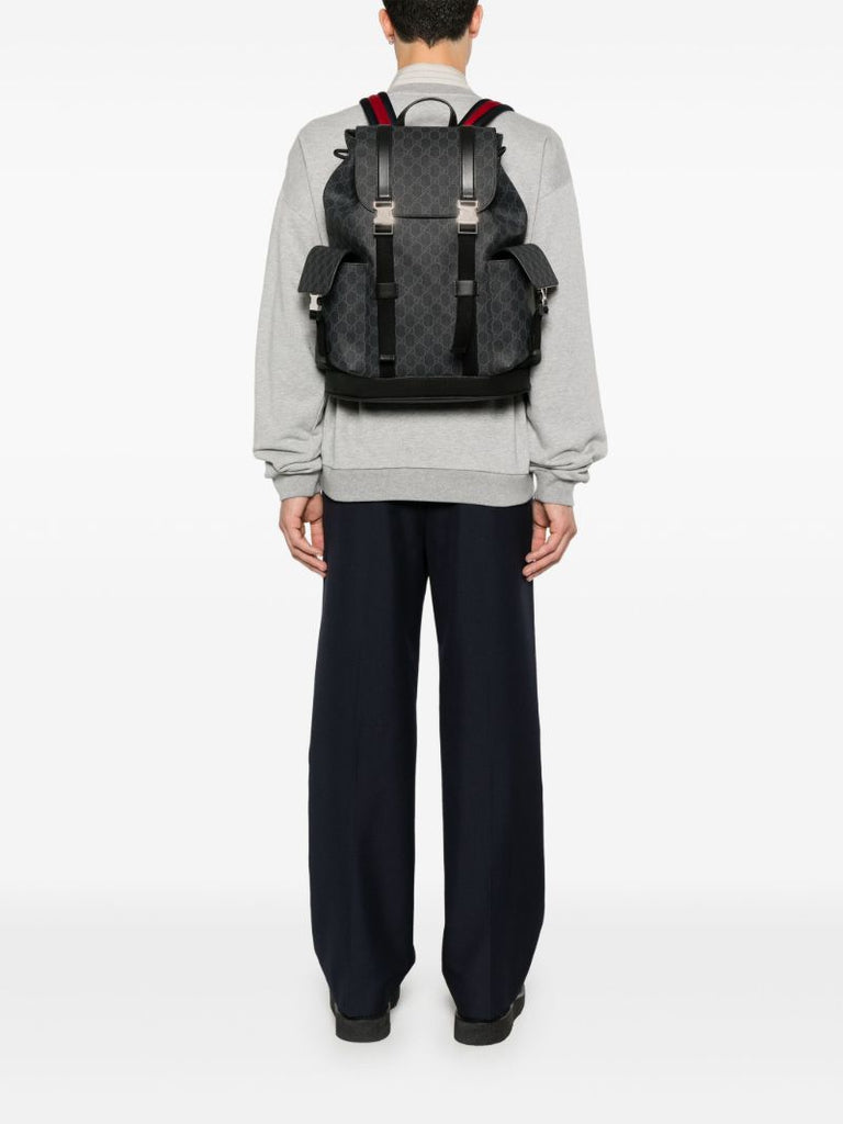 Black Gg Supreme Canvas Backpack