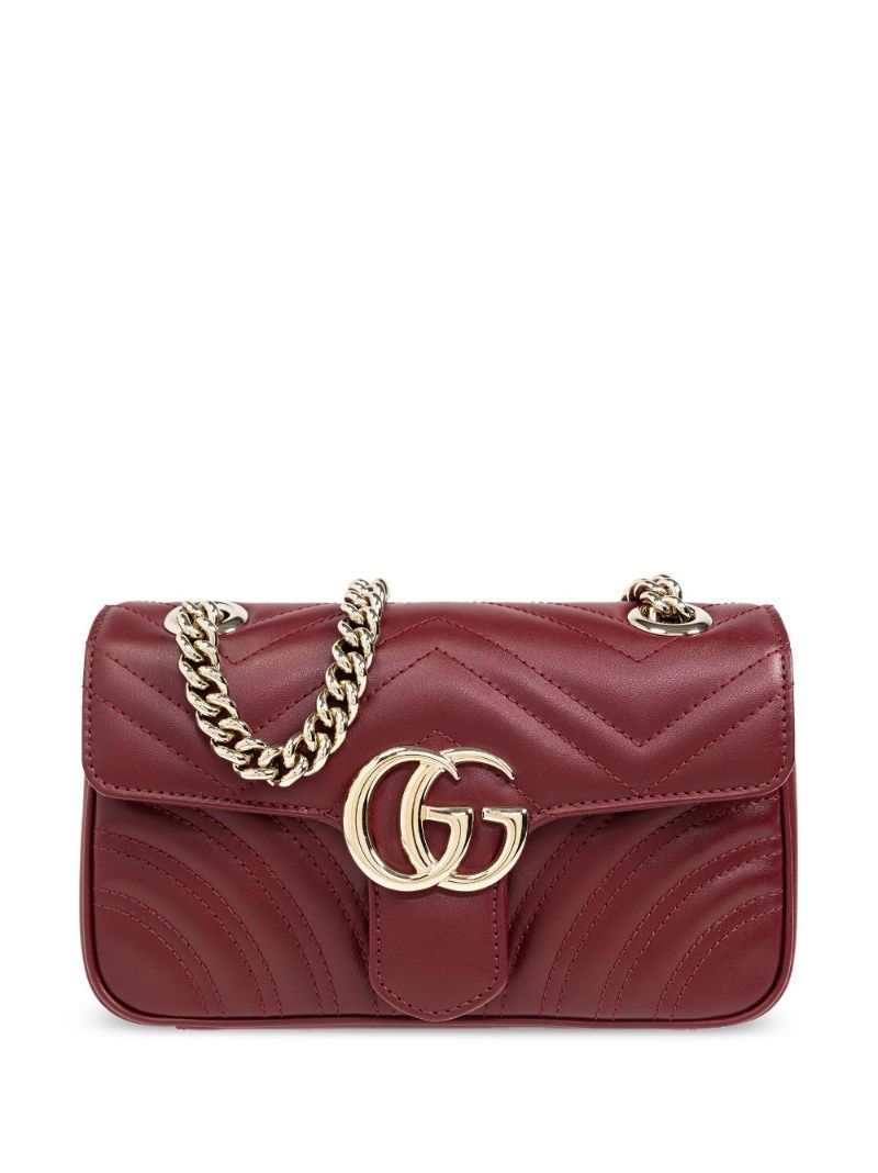 Red Gg Marmont Mini Leather Shoulder Bag