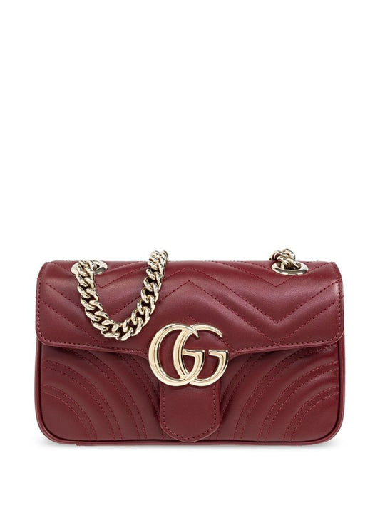 Red Gg Marmont Mini Leather Shoulder Bag