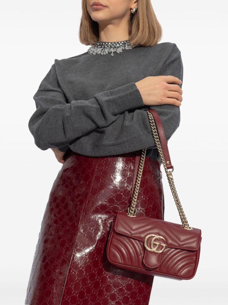 Red Gg Marmont Mini Leather Shoulder Bag