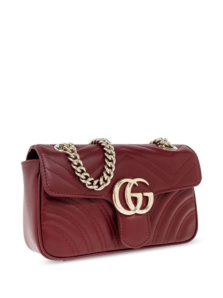 Red Gg Marmont Mini Leather Shoulder Bag