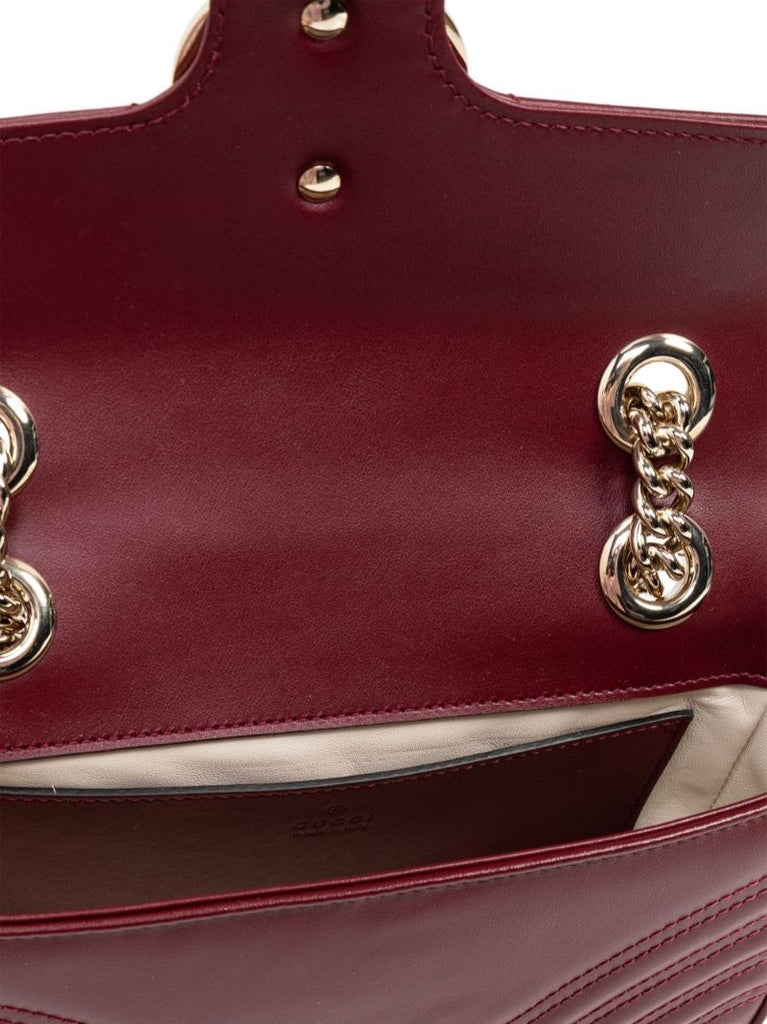 Red Gg Marmont Mini Leather Shoulder Bag