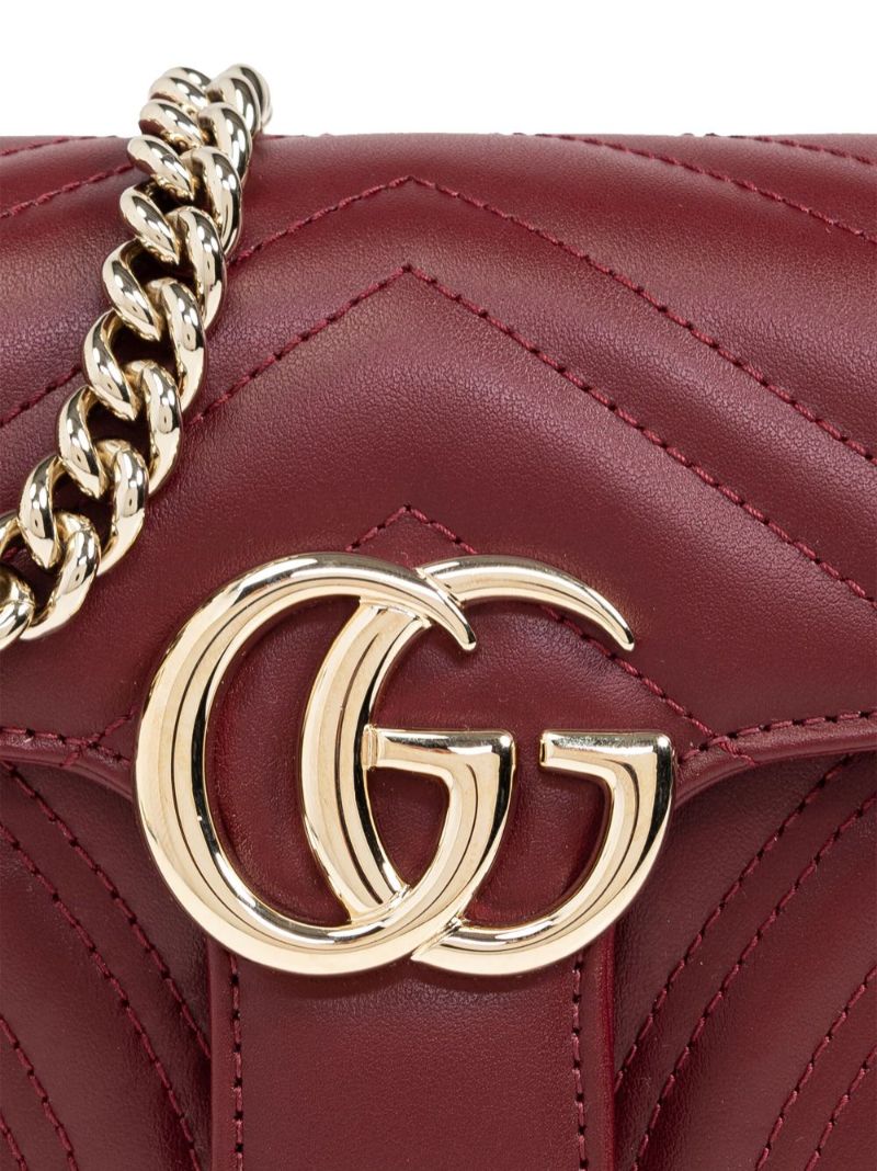 Red Gg Marmont Mini Leather Shoulder Bag
