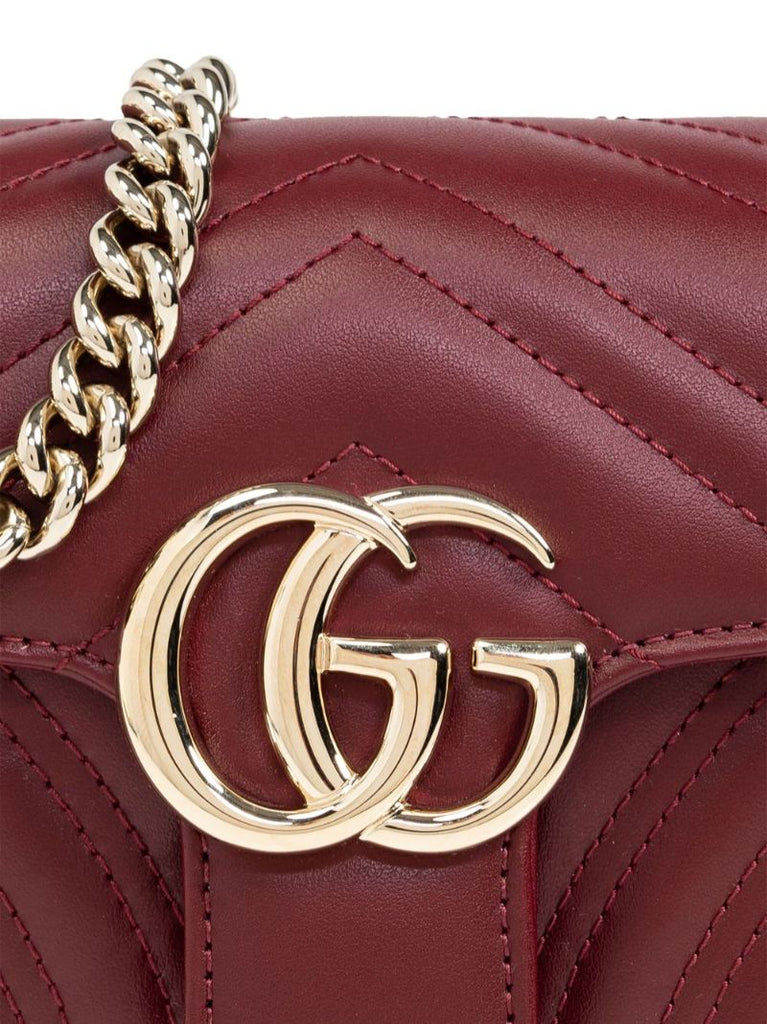 Red Gg Marmont Mini Leather Shoulder Bag