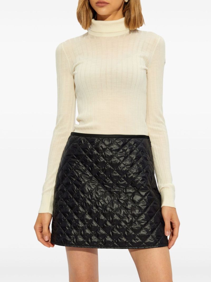 White Ribbed-knit Roll-neck Sweater