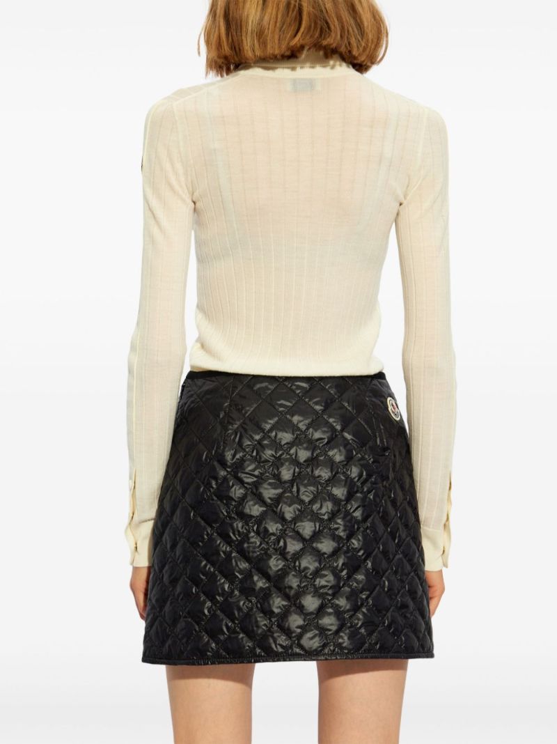 White Ribbed-knit Roll-neck Sweater