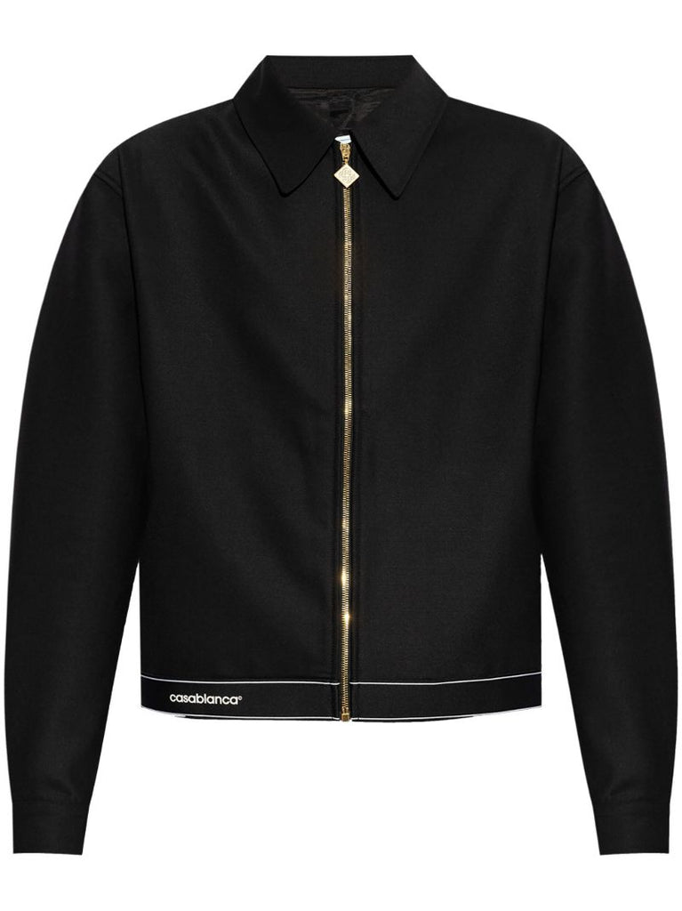 Black Logo-print Bomber Jacket