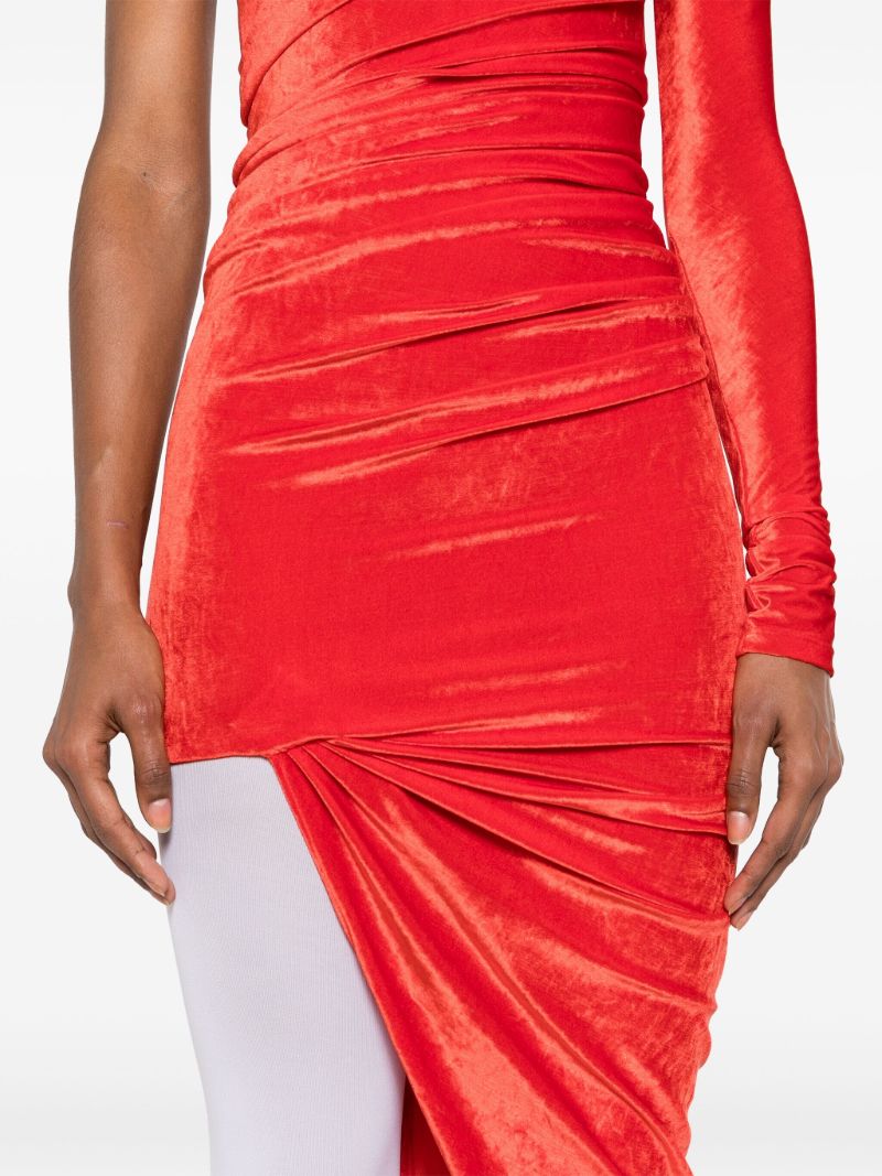 Red Asymmetric Draped Gown