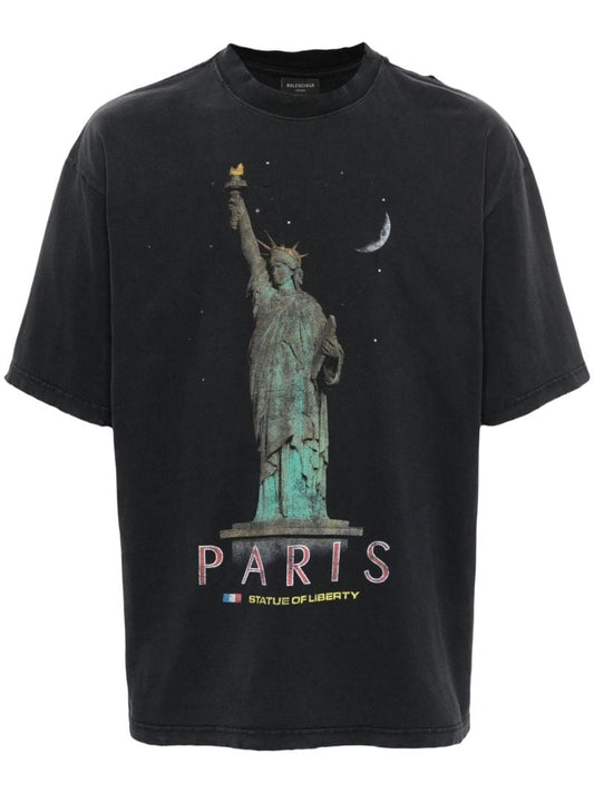 Black Paris Liberty Cotton T-shirt