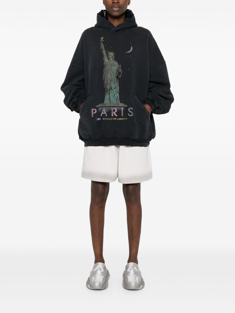 Black Paris Liberty Cotton Hoodie