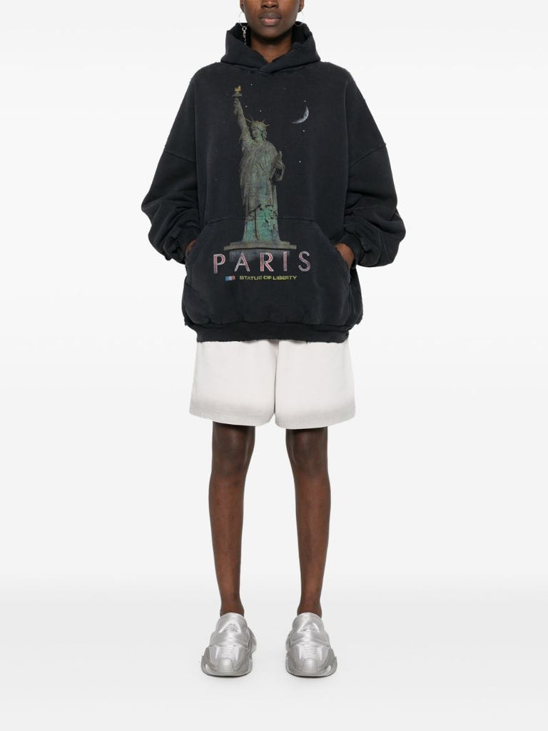 Black Paris Liberty Cotton Hoodie