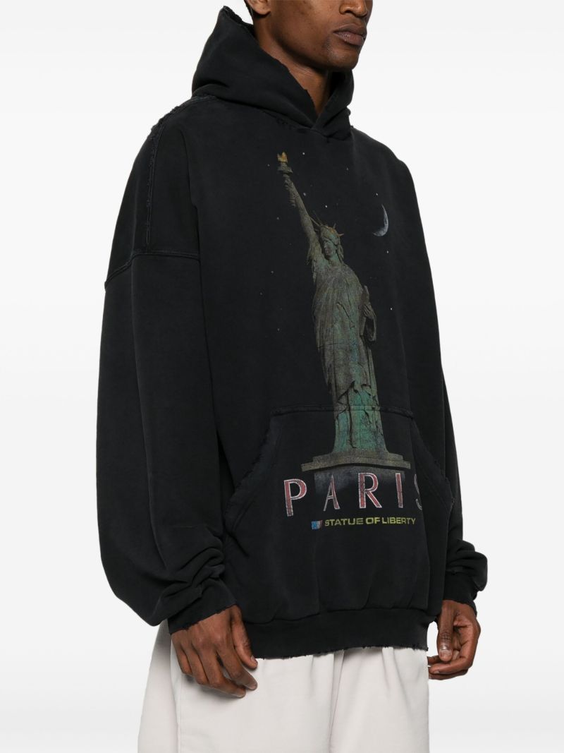 Black Paris Liberty Cotton Hoodie