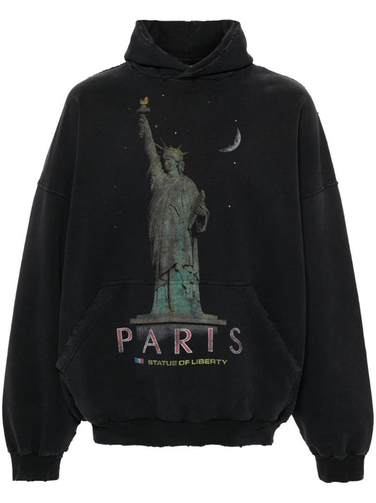 Black Paris Liberty Cotton Hoodie