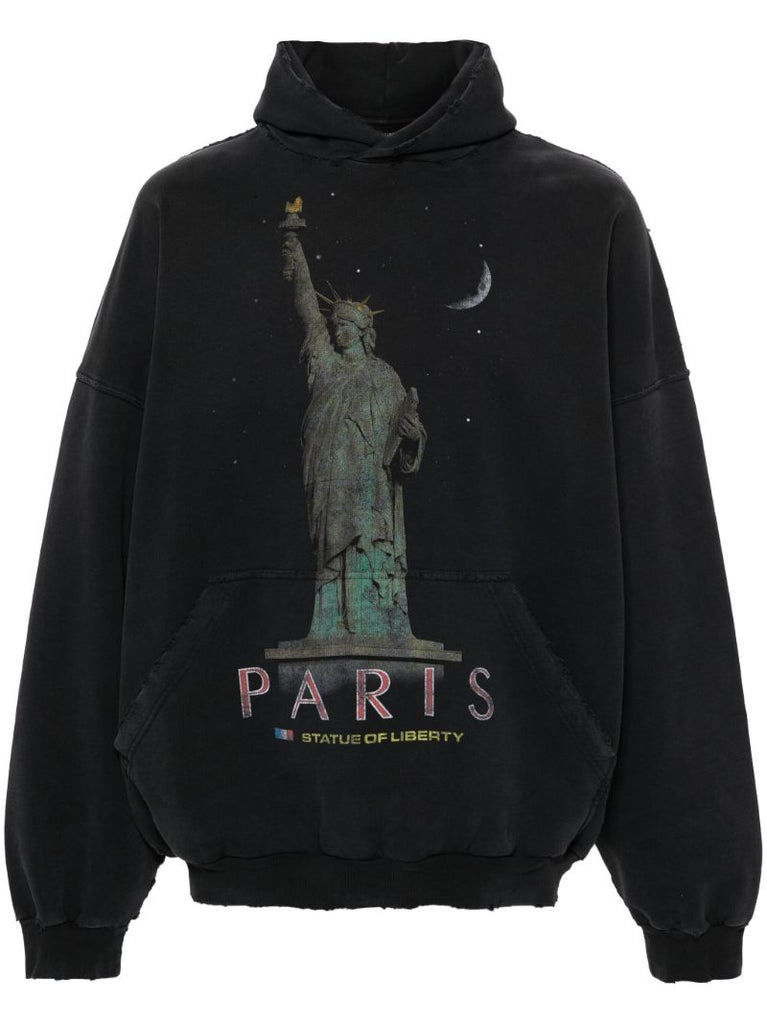 Black Paris Liberty Cotton Hoodie